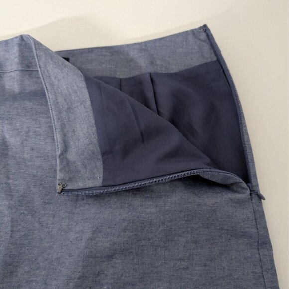 NEW Talbots Chambray Floral Embroidered Skirt Womens Size 4 Blue Cotton A Line - Picture 2 of 10